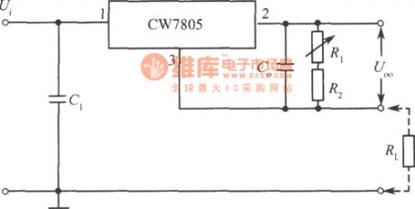 CW7805 constant current source circuit with adjustable output current