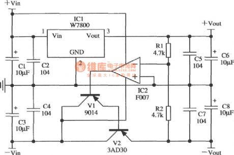 application circuit of regulated power supply in tracking mode of W7800