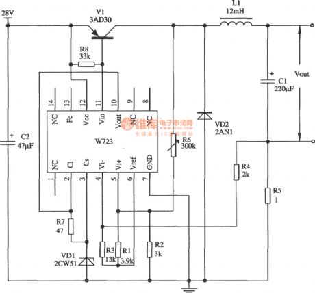 application circuit of switch type constant current source of W723