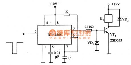 Basic timing circuit diagram formed by NE555