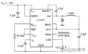 LT3474 White LED driver circuit diagram