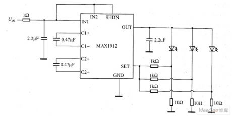 MAX1912 white LED driver circuit diagram