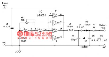 +5V input +30V output boost circuit