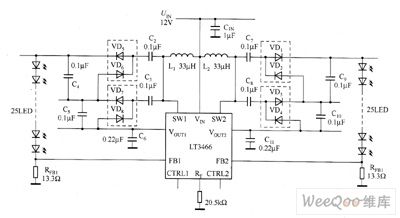 LT3466 LED driver circuit diagram