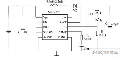 MIC2298 LED driver circuit diagram