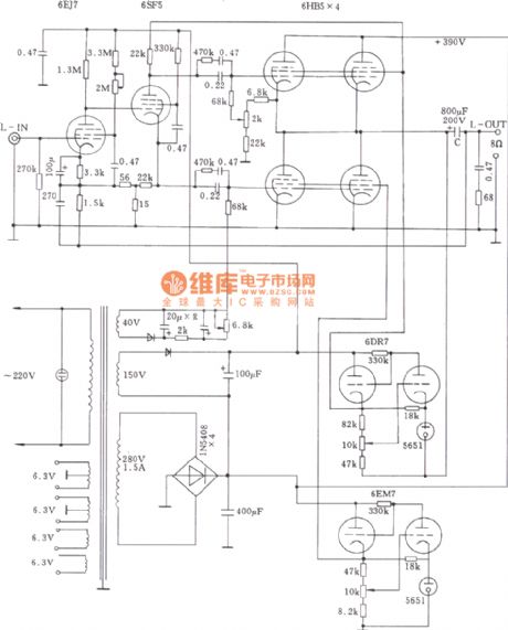 New five-pole power tube OTL power amplifier circuit diagram