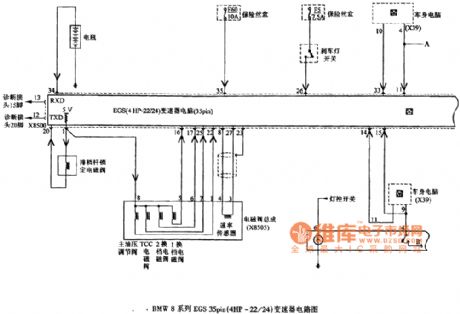 BMW8 Series of EGS 35pin (4HP-22/24) transmission circuit diagram 1