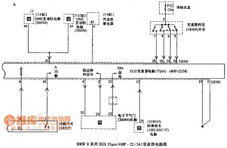 BMW8 Series of EGS 35pin (4HP-22/24) transmission circuit diagram 2