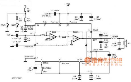 Integrated audio amplifier circuit diagram