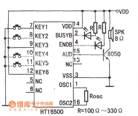 HT16500 audio integrated chip circuit diagram