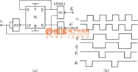 The biphasic pulse generator circuit composed of CD4013
