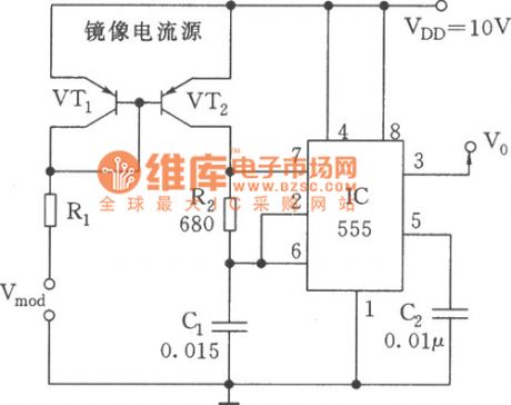 Linear voltage-controlled oscillator (555) circuit