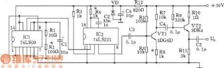 The simple pulse signal generator circuit composed of 4LS00, 74LS221