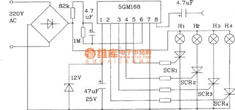 Typical application circuit of 5G168 holiday lights control IC