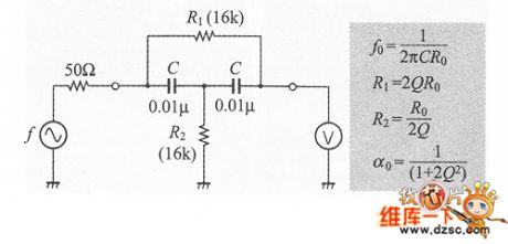 The bridge type T circuit of reducing the components of Notch filter