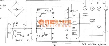 The typical application circuit of 5G169 audio lantern control IC