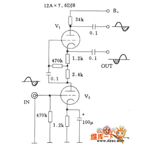 srpp electron tube common cathode inverter circuit diagram