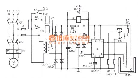 The pump control circuit controlled by time relay