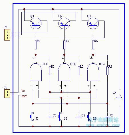 Three-button interlock electronic switch