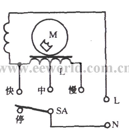 Single-phase shading coil type motor reactive resistance speed regulating circuit