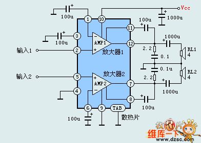 HA1377 dual-channel working typical application circuit