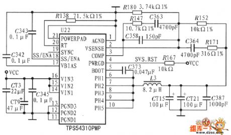 TPS54310P peripheral I - O voltage (3.3V) circuit diagram