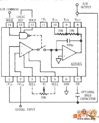 AD585 effective sampling and maintaining circuit with gain = +1