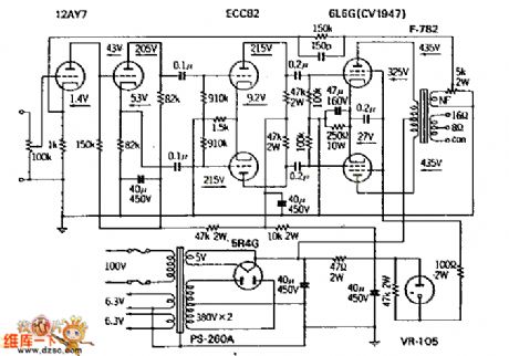 12ay7 + ecc82 +6l6 push-pull circuit diagram