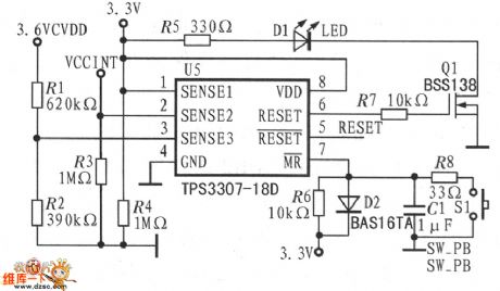 Voltage monitor and reset circuit diagram