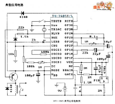 HT-7605 pyroelectric infrared receiver control circuit diagram