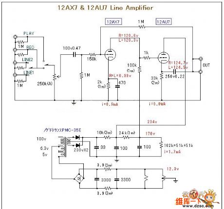 12ax7, 12au7 front machine circuit diagram