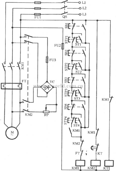 Multi-point control motor brake circuit