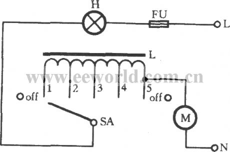 Ceiling fan with speed regulating indicator light circuit