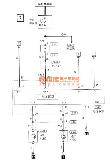 Southeast Soveran taillight electrical system circuit diagram