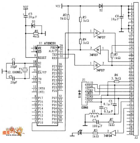The interface circuit between AT89C51 and TC35i