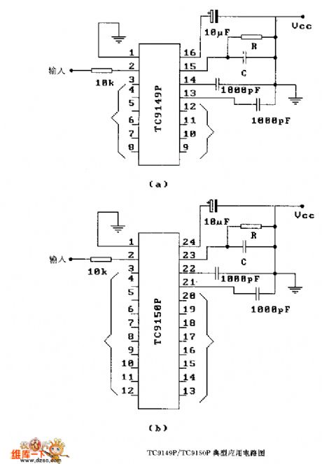 TC9149P, TC9150F Typical application circuit diagram