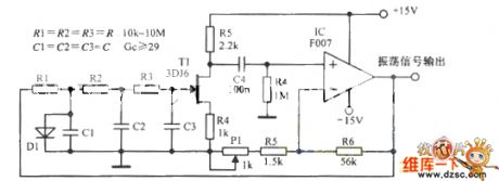 Fixed-amplitude RC phaser oscillator circuit diagram