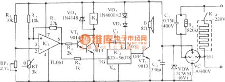 Sprout greenhouse constant temperature control and cricket sound alarm circuit