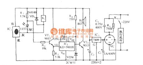 The piezoelectric type high material level automatic control and alarm circuit