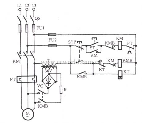 Four diodes rectifier energy consumption braking circuit