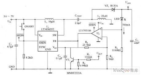 LT3436EFE high-power white LED driver circuit diagram