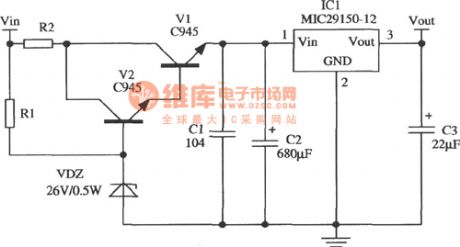 Circuit Of Wide-input Voltage Regulator Constituted By MIC29150-12
