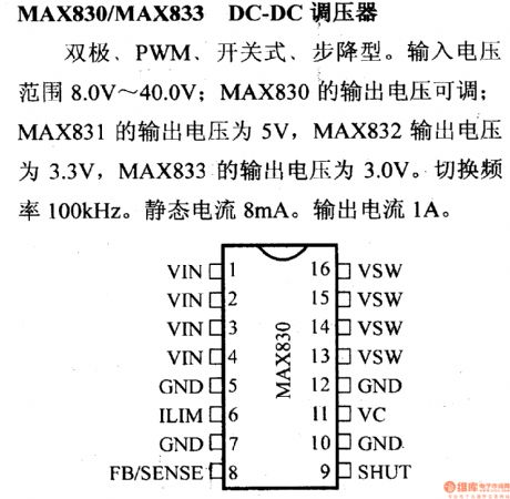 Regulator DC-DC Circuit and Pin of Power Supply Monitor and its Main Features-MAX830/MAX833 DC-DC Regulator