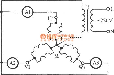 Starlike multidrop parallel connection three-phase electromotor winding open circuit checking circuit