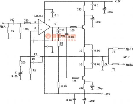 Broadband drive for capacitive load composed of LM6361