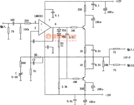 Broadband drive for capacitive load composed of LM6361