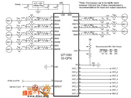 QT1080 touching sensor circuit diagram