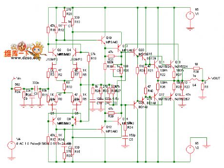 Differential power amplifier simulation circuit diagram