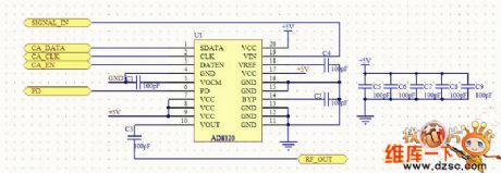 Cable Modem circuit diagram with AD8320