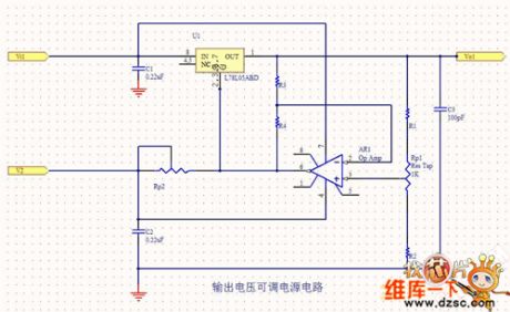Power Supply circuit diagram with adjustable output voltage
